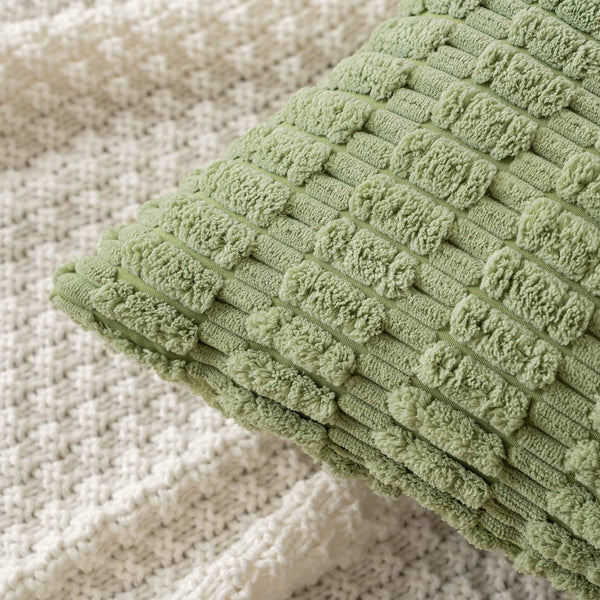 MIULEE Pack of 2 Corduroy Decorative Throw Pillow Covers 18x18 Inch Soft Boho Striped Pillow Covers Modern Farmhouse Christmas Home Decor for Sofa Living Room Couch Bed Cream White