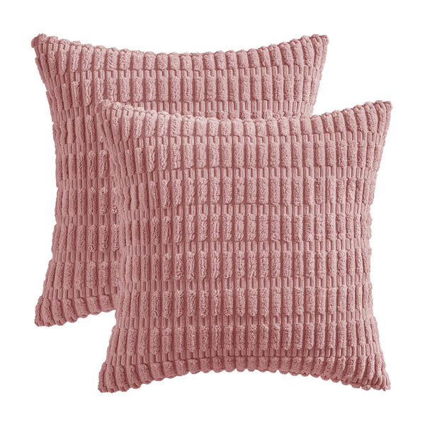 MIULEE Pack of 2 Corduroy Decorative Throw Pillow Covers 18x18 Inch Soft Boho Striped Pillow Covers Modern Farmhouse Christmas Home Decor for Sofa Living Room Couch Bed Cream White