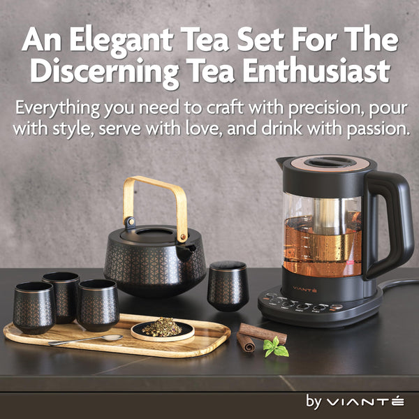 Vianté Electric Kettle With Tea Infuser For Loose Leaf Tea. Hot Tea Maker With Temperature Control And Automatic Shut Off. Tea Kettle With Brewing Programs. 1.5 Liters Capacity