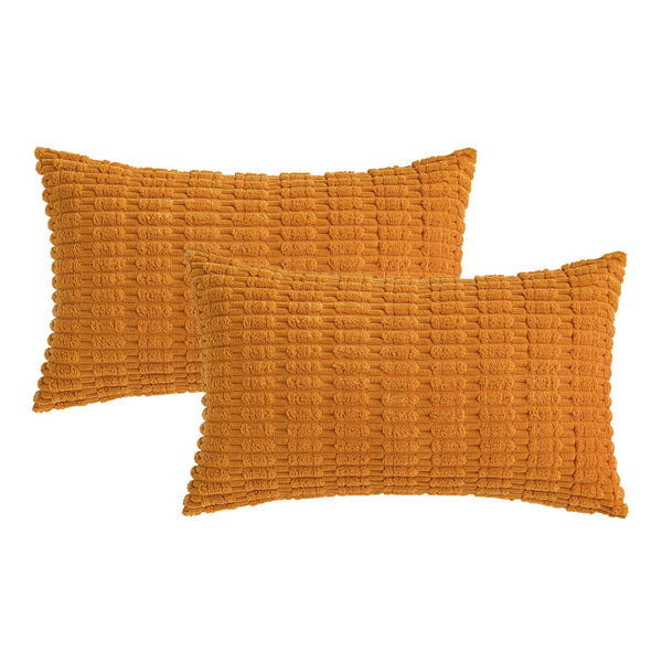 MIULEE Pack of 2 Corduroy Decorative Throw Pillow Covers 18x18 Inch Soft Boho Striped Pillow Covers Modern Farmhouse Christmas Home Decor for Sofa Living Room Couch Bed Cream White