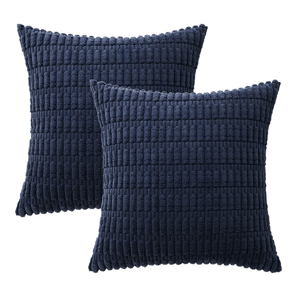 MIULEE Pack of 2 Corduroy Decorative Throw Pillow Covers 18x18 Inch Soft Boho Striped Pillow Covers Modern Farmhouse Christmas Home Decor for Sofa Living Room Couch Bed Cream White