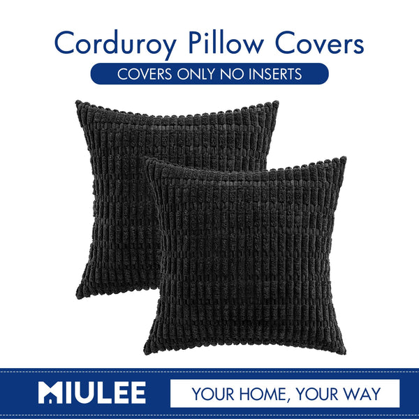 MIULEE Pack of 2 Corduroy Decorative Throw Pillow Covers 18x18 Inch Soft Boho Striped Pillow Covers Modern Farmhouse Christmas Home Decor for Sofa Living Room Couch Bed Cream White