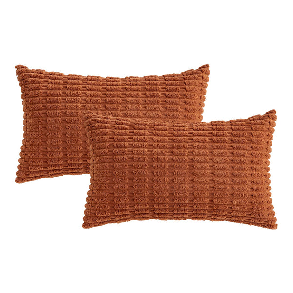MIULEE Pack of 2 Corduroy Decorative Throw Pillow Covers 18x18 Inch Soft Boho Striped Pillow Covers Modern Farmhouse Christmas Home Decor for Sofa Living Room Couch Bed Cream White