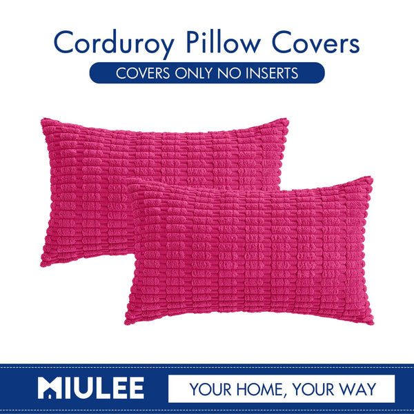 MIULEE Pack of 2 Corduroy Decorative Throw Pillow Covers 18x18 Inch Soft Boho Striped Pillow Covers Modern Farmhouse Christmas Home Decor for Sofa Living Room Couch Bed Cream White