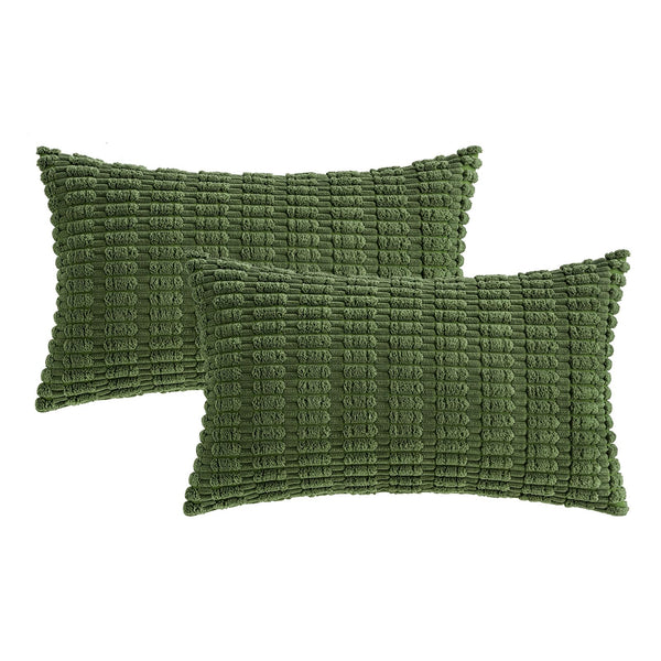 MIULEE Pack of 2 Corduroy Decorative Throw Pillow Covers 18x18 Inch Soft Boho Striped Pillow Covers Modern Farmhouse Christmas Home Decor for Sofa Living Room Couch Bed Cream White
