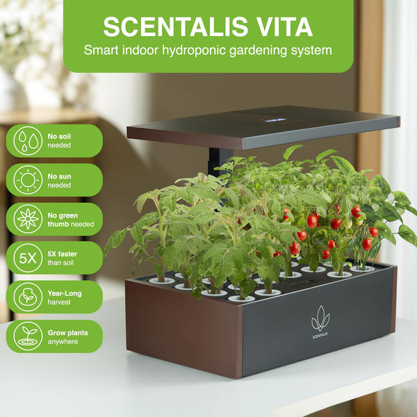 Vita Indoor Hydroponics Growing System Kit, 12/16/20 Pods, 10L Water Tank, Indoor Herb Garden with 5X Faster Growth, Indoor Gardening System with 25" Extendible Rod for Indoor Plants