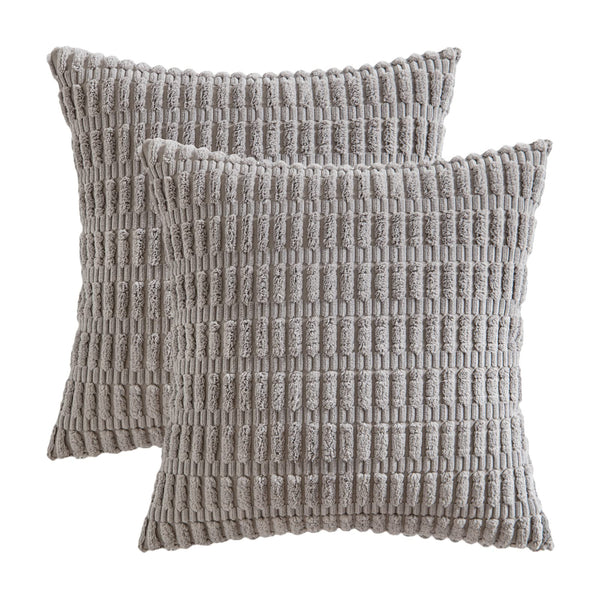 MIULEE Pack of 2 Corduroy Decorative Throw Pillow Covers 18x18 Inch Soft Boho Striped Pillow Covers Modern Farmhouse Christmas Home Decor for Sofa Living Room Couch Bed Cream White
