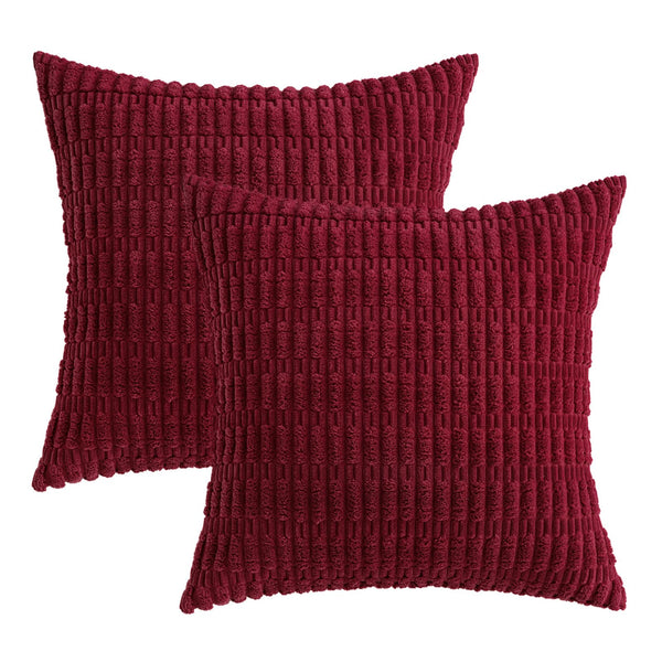 MIULEE Pack of 2 Corduroy Decorative Throw Pillow Covers 18x18 Inch Soft Boho Striped Pillow Covers Modern Farmhouse Christmas Home Decor for Sofa Living Room Couch Bed Cream White