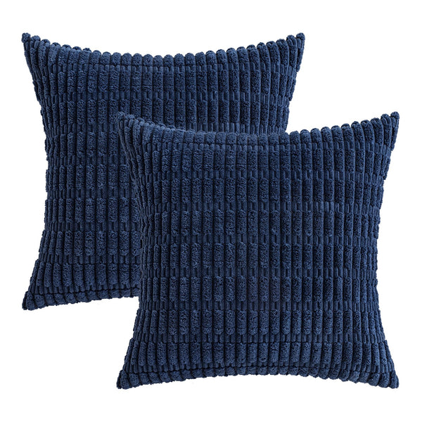 MIULEE Pack of 2 Corduroy Decorative Throw Pillow Covers 18x18 Inch Soft Boho Striped Pillow Covers Modern Farmhouse Christmas Home Decor for Sofa Living Room Couch Bed Cream White