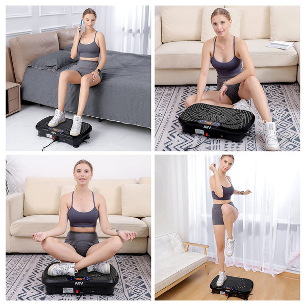 AXV Vibration Plate Fitness Platform Exercise Machine Vibrating Lymphatic Drainage Shaking Full Body Shaker Workout Vibrate Stand Shake Board Sport Gym for Weight Loss Fat Burner for Women Men