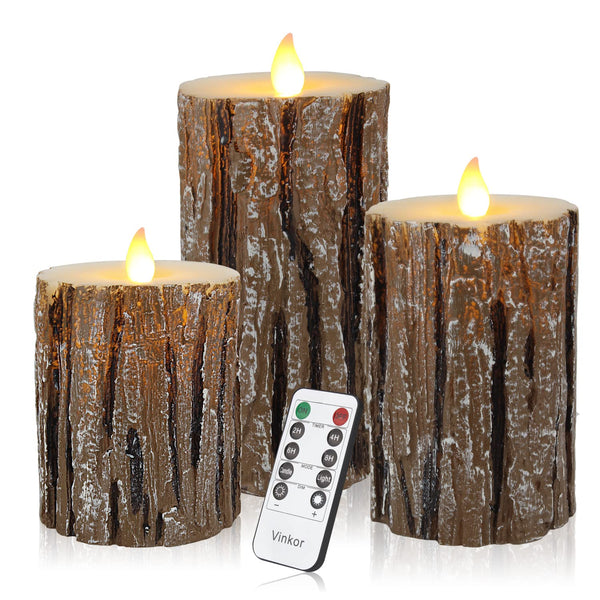 Vinkor Flameless Candles Battery Operated Candles Real Wax Pillar LED Candles with 10-Key Remote and Cycling 24 Hours Timer (Ivory 4" 5" 6" 7" 8" 9")