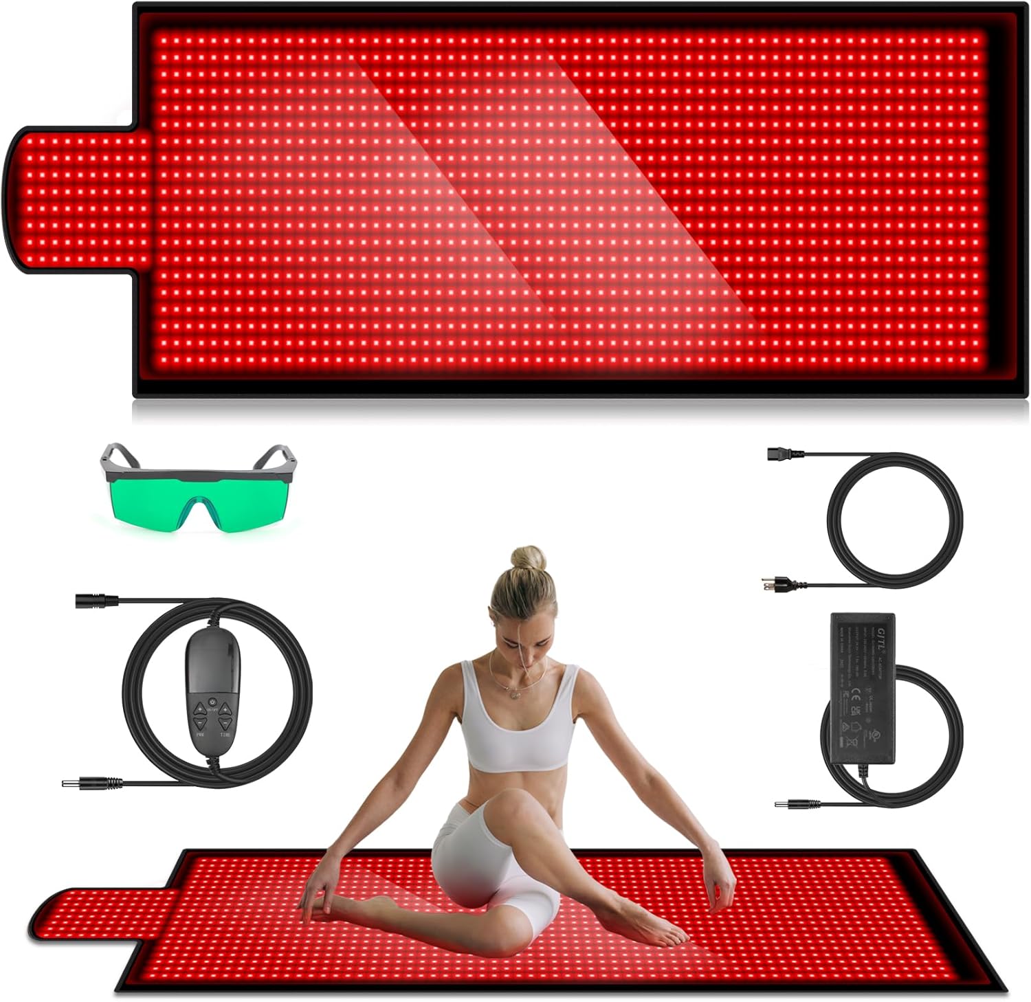 84.6'' X 33.5'' LED 660nm Red Light Therapy Mat 850nm Near Infrared Light Therapy Devices Extra Large Pads for Whole Full Body, Pain Relief, Black