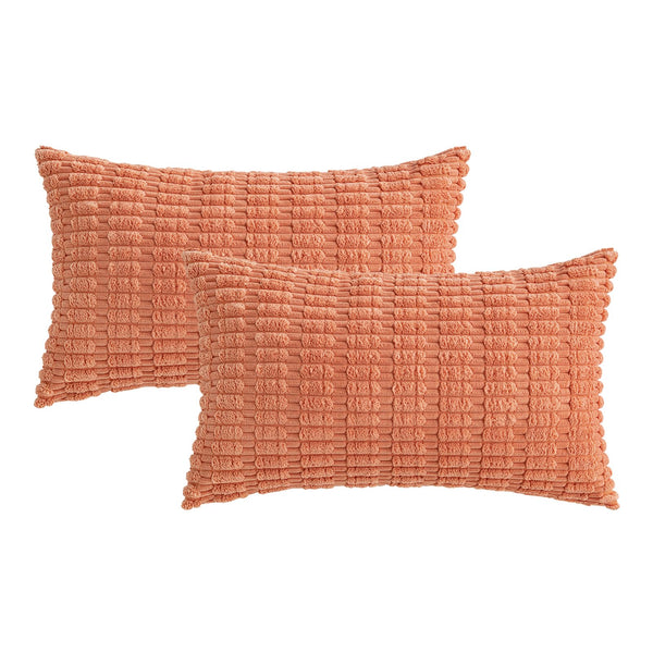 MIULEE Pack of 2 Corduroy Decorative Throw Pillow Covers 18x18 Inch Soft Boho Striped Pillow Covers Modern Farmhouse Christmas Home Decor for Sofa Living Room Couch Bed Cream White