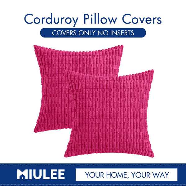 MIULEE Pack of 2 Corduroy Decorative Throw Pillow Covers 18x18 Inch Soft Boho Striped Pillow Covers Modern Farmhouse Christmas Home Decor for Sofa Living Room Couch Bed Cream White