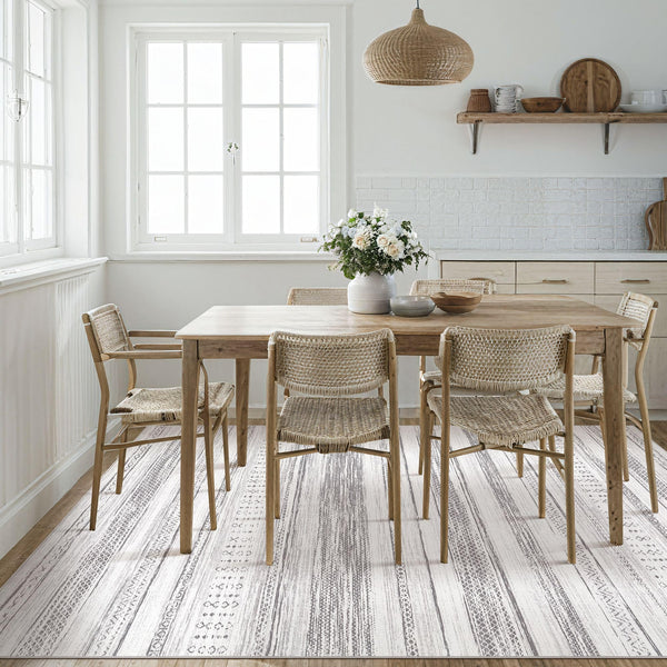 Area Rug Living Room Rugs - 5x7 Washable Large Soft Neutral Boho Moroccan Bohemian Farmhouse Rug Indoor Floor Carpet for Bedroom Under Dining Table Home Office Decor - Cream Brown