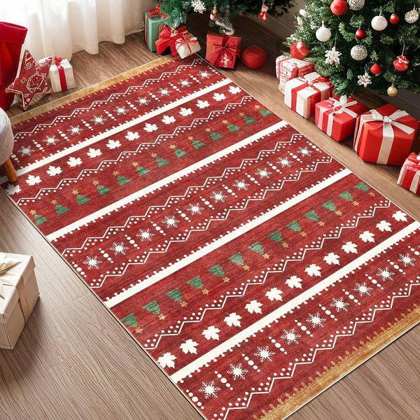 Area Rug Living Room Rugs - 5x7 Washable Large Soft Neutral Boho Moroccan Bohemian Farmhouse Rug Indoor Floor Carpet for Bedroom Under Dining Table Home Office Decor - Cream Brown