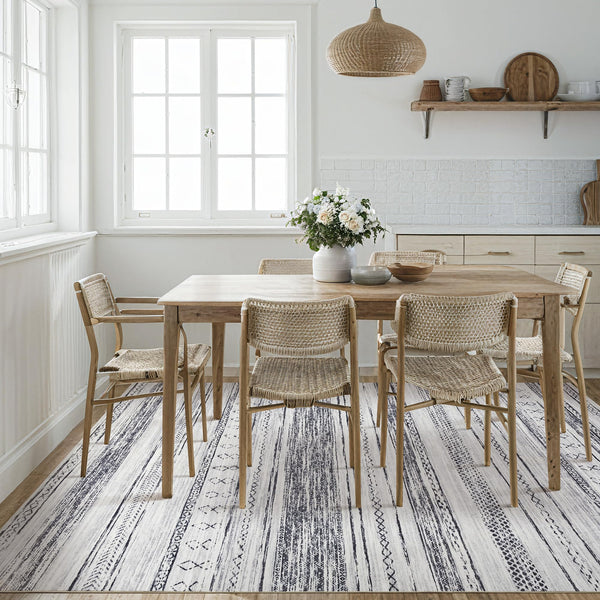 Area Rug Living Room Rugs - 5x7 Washable Large Soft Neutral Boho Moroccan Bohemian Farmhouse Rug Indoor Floor Carpet for Bedroom Under Dining Table Home Office Decor - Cream Brown