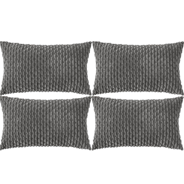 Set of 4 Neutral Decorative Pillow Covers 18x18 Inch Corduroy Throw Pillow Covers for Bed Couch Sofa Living Room Soft Cushion Cases