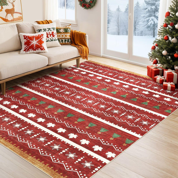 Area Rug Living Room Rugs - 5x7 Washable Large Soft Neutral Boho Moroccan Bohemian Farmhouse Rug Indoor Floor Carpet for Bedroom Under Dining Table Home Office Decor - Cream Brown