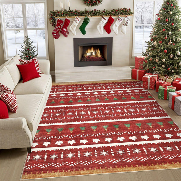 Area Rug Living Room Rugs - 5x7 Washable Large Soft Neutral Boho Moroccan Bohemian Farmhouse Rug Indoor Floor Carpet for Bedroom Under Dining Table Home Office Decor - Cream Brown