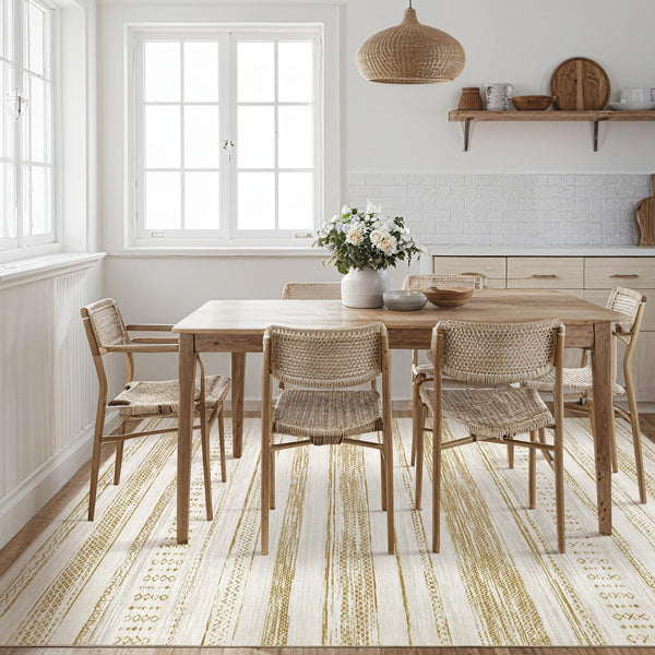 Area Rug Living Room Rugs - 5x7 Washable Large Soft Neutral Boho Moroccan Bohemian Farmhouse Rug Indoor Floor Carpet for Bedroom Under Dining Table Home Office Decor - Cream Brown