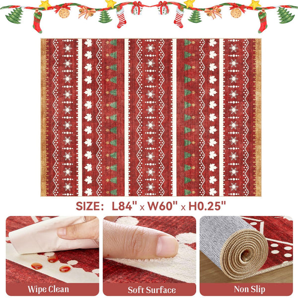 Area Rug Living Room Rugs - 5x7 Washable Large Soft Neutral Boho Moroccan Bohemian Farmhouse Rug Indoor Floor Carpet for Bedroom Under Dining Table Home Office Decor - Cream Brown