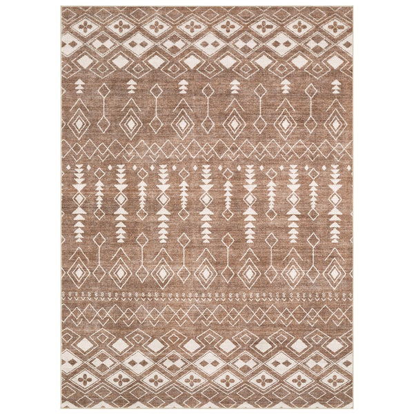Area Rug Living Room Rugs - 5x7 Washable Large Soft Neutral Boho Moroccan Bohemian Farmhouse Rug Indoor Floor Carpet for Bedroom Under Dining Table Home Office Decor - Cream Brown