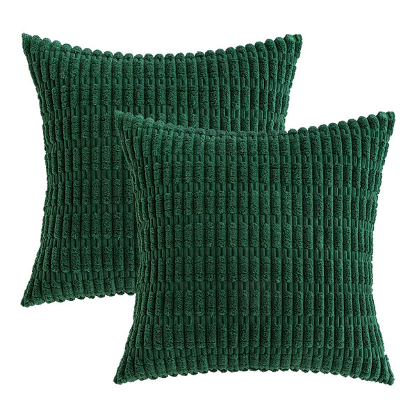 MIULEE Pack of 2 Corduroy Decorative Throw Pillow Covers 18x18 Inch Soft Boho Striped Pillow Covers Modern Farmhouse Christmas Home Decor for Sofa Living Room Couch Bed Cream White