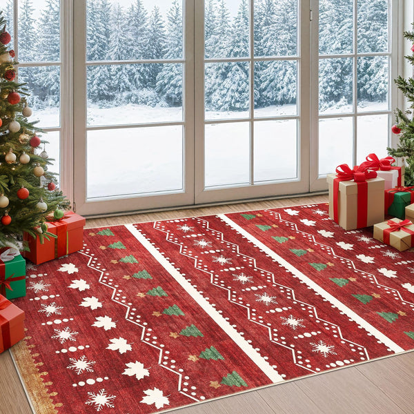 Area Rug Living Room Rugs - 5x7 Washable Large Soft Neutral Boho Moroccan Bohemian Farmhouse Rug Indoor Floor Carpet for Bedroom Under Dining Table Home Office Decor - Cream Brown