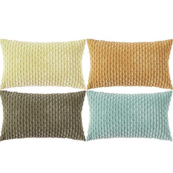 Set of 4 Neutral Decorative Pillow Covers 18x18 Inch Corduroy Throw Pillow Covers for Bed Couch Sofa Living Room Soft Cushion Cases